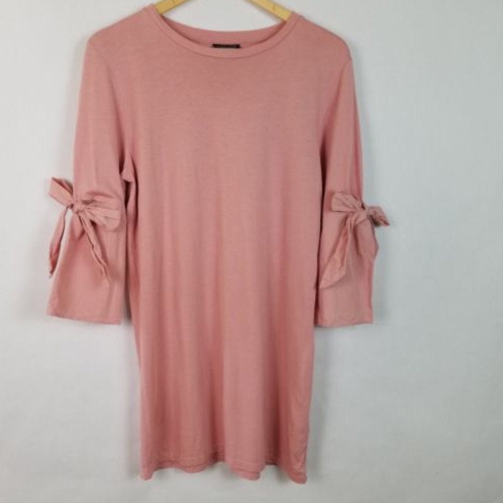 Topshop Pink 3/4 Sleeve Knit Dress
